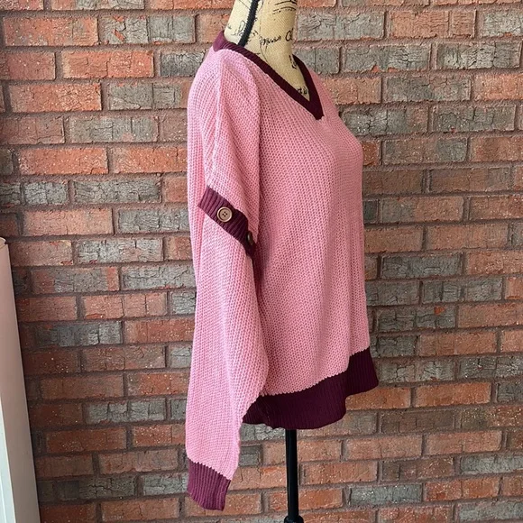 Umgee Plus Size Detachable Sleeve V-Neck Sweater - Picture 8 of 16